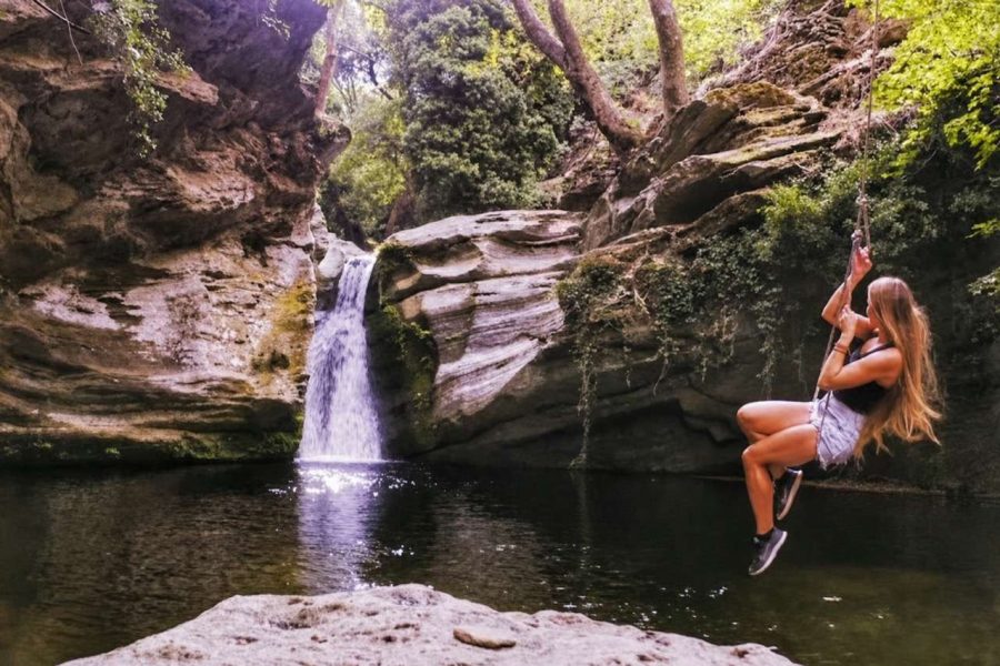 River Trekking to the waterfall